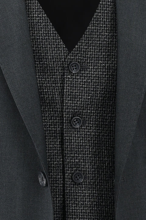 Orta Antrasit 6 Drop Regular Fit Standart Kesim Kombinli Yelekli Takım Elbise