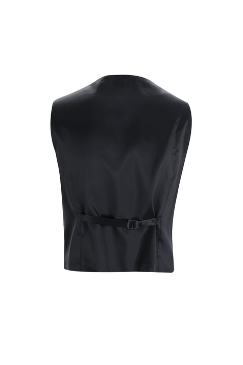 Siyah 7 Drop Super Slim Fit Eksra Dar Kesim Yelekli Takım Elbise