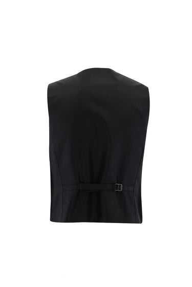 Siyah Slim Fit Dar Kesim Yelekli Takım Elbise