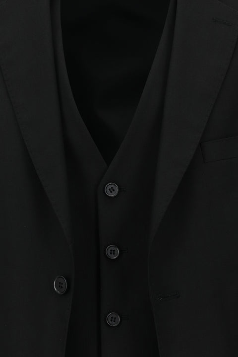 Black 6-Drop Regular Fit Suit with Vest