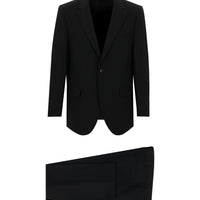 Siyah 4 Drop Relaxed Fit Rahat Kesim Yünlü Takım Elbise