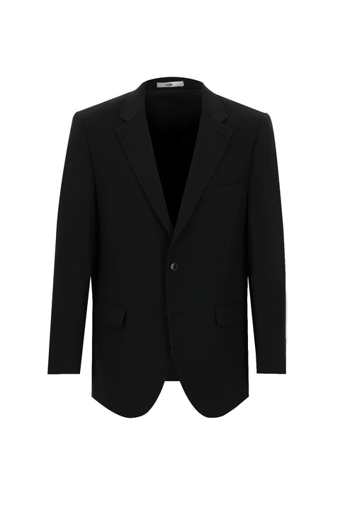 Siyah 4 Drop Relaxed Fit Rahat Kesim Yünlü Takım Elbise