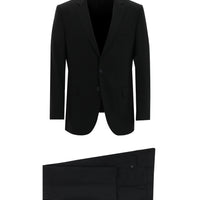 Siyah Slim Fit Dar Kesim Yünlü Klasik Takım Elbise