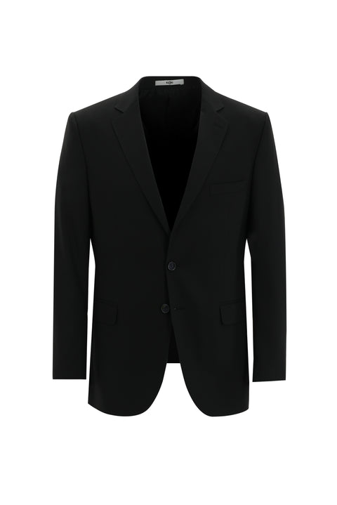 Siyah 6 Drop Regular Fit Standart Kesim Yünlü Takım Elbise