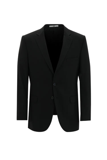 Siyah Slim Fit Dar Kesim Yünlü Klasik Takım Elbise
