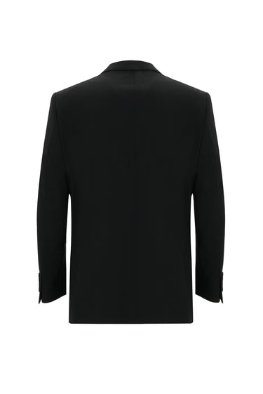 Siyah Slim Fit Dar Kesim Yünlü Klasik Takım Elbise