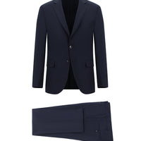 Koyu Lacivert 7 Drop Slim Fit Dar Kesim Yünlü Klasik Takım Elbise