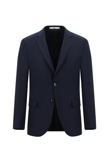 Koyu Lacivert 4 Drop Relaxed Fit Rahat Kesim Yünlü Klasik Takım Elbise