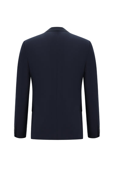 Koyu Lacivert 6 Drop Regular Fit Standart Kesim Yünlü Klasik Takım Elbise