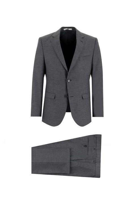 Koyu Füme 4 Drop Relaxed Fit Rahat Kesim Yünlü Takım Elbise