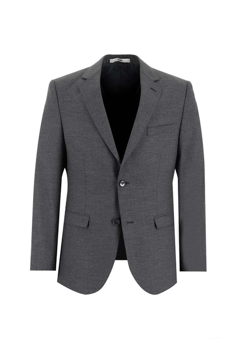 Koyu Füme 7 Drop Slim Fit Dar Kesim Yünlü Takım Elbise