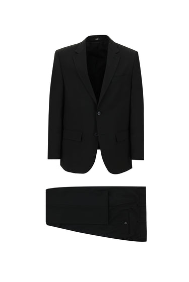 Siyah Slim Fit Dar Kesim Yünlü Klasik Takım Elbise