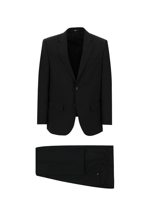 Siyah 7 Drop Slim Fit Dar Kesim Yünlü Takım Elbise