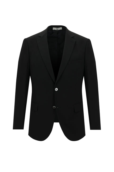 Siyah 6 Drop Regular Fit Standart Kesim Yünlü Takım Elbise