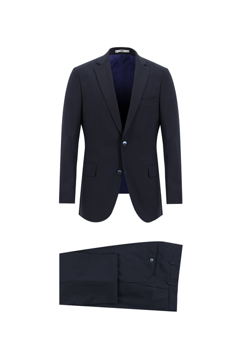 Koyu Lacivert 6 Drop Regular Fit Standart Kesim Yünlü Takım Elbise