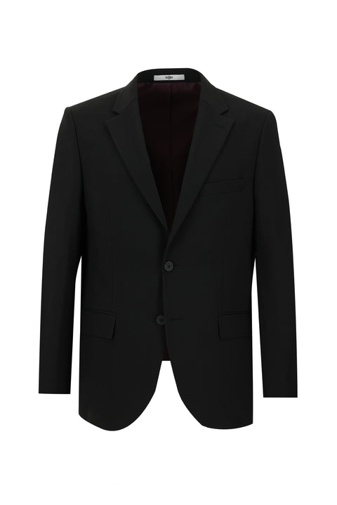 Black 4-Drop Relaxed Fit Wool Suit