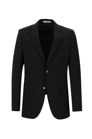  Siyah Slim Fit Dar Kesim Yünlü Klasik Takım Elbise
