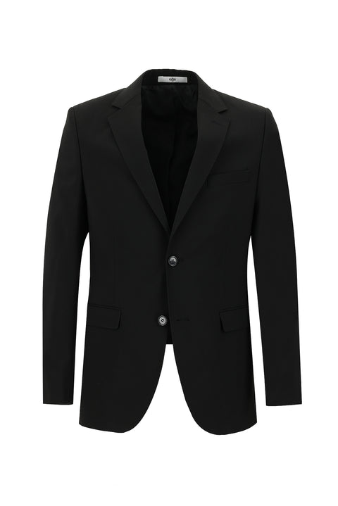 Siyah 7 Drop Slim Fit Dar Kesim Yünlü Takım Elbise