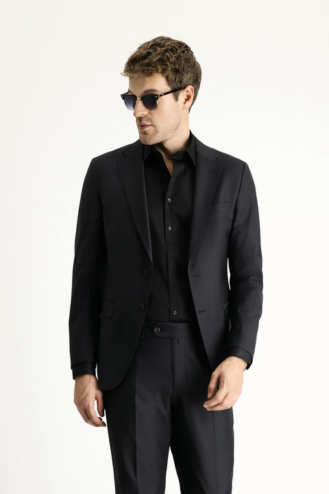 Black 6-Drop Regular Fit Standard Cut Suit