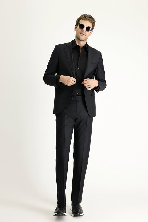 Black 7 Drop Slim Fit Narrow Cut Wool Suit