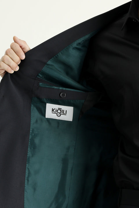 Black 7 Drop Slim Fit Narrow Cut Wool Suit