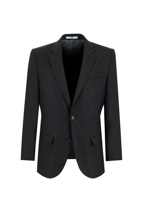 Black 4-Drop Relaxed Fit Wool Suit