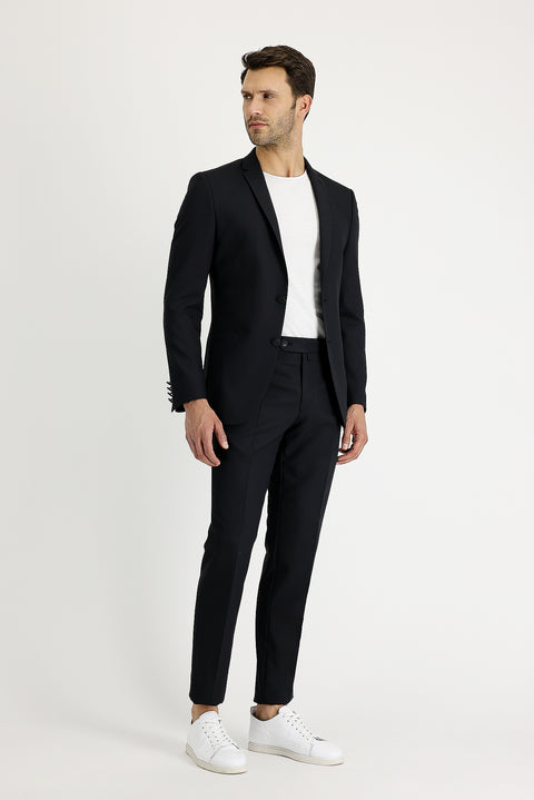 Siyah 7 Drop Super Slim Fit Eksra Dar Kesim Takım Elbise