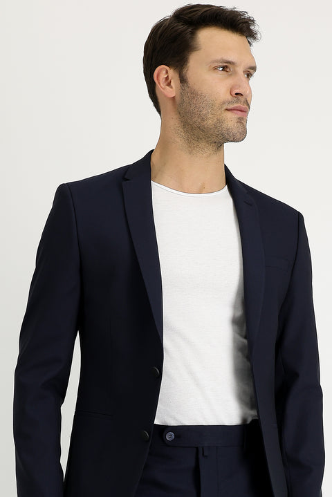 Koyu Lacivert 7 Drop Super Slim Fit Eksra Dar Kesim Takım Elbise