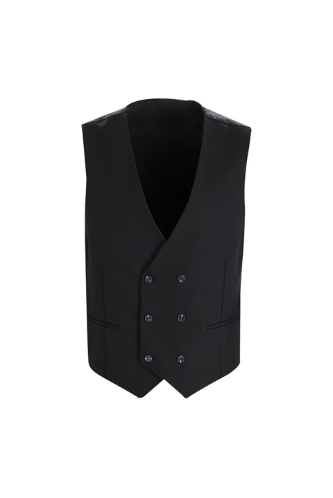 Siyah 7 Drop Super Slim Fit Eksra Dar Kesim Yelekli Takım Elbise