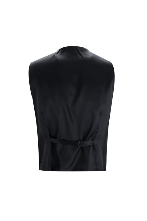 Siyah 7 Drop Super Slim Fit Eksra Dar Kesim Yelekli Takım Elbise