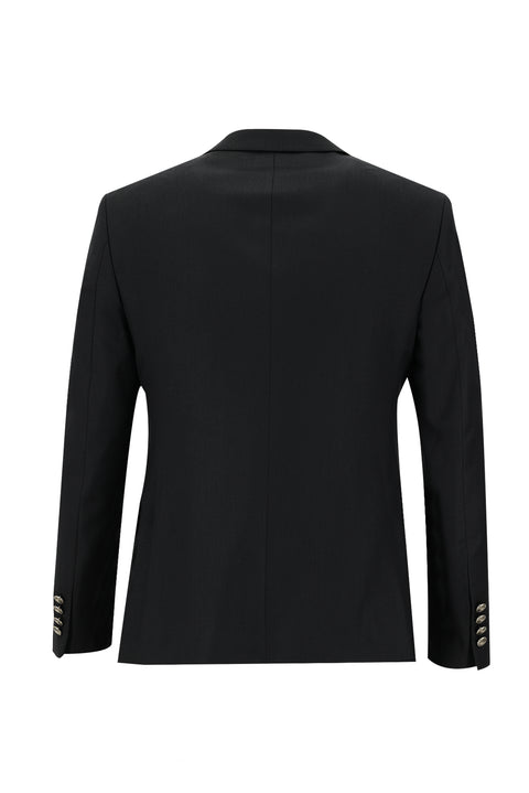 Siyah 7 Drop Super Slim Fit Eksra Dar Kesim Desenli Yelekli Takım Elbise