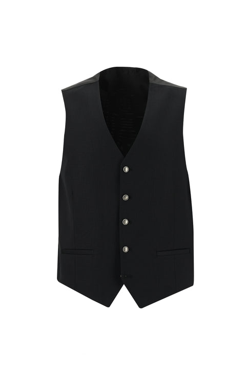 Siyah 7 Drop Super Slim Fit Eksra Dar Kesim Desenli Yelekli Takım Elbise