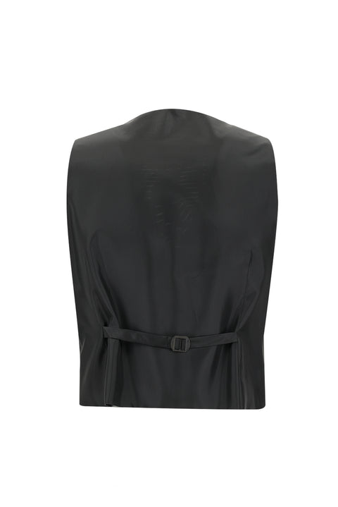 Siyah 7 Drop Super Slim Fit Eksra Dar Kesim Desenli Yelekli Takım Elbise