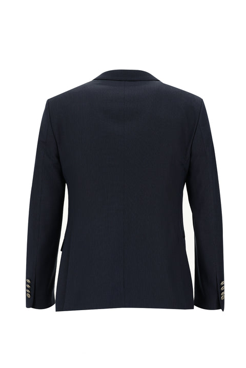 Koyu Lacivert 7 Drop Super Slim Fit Eksra Dar Kesim Fit Desenli Yelekli Takım Elbise
