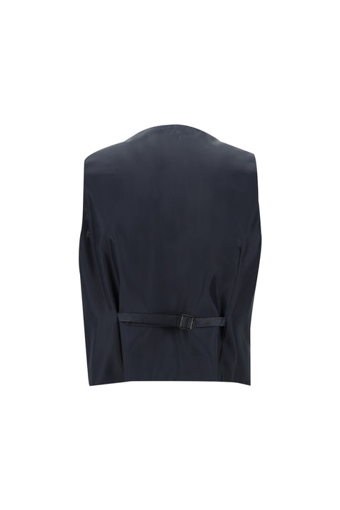 Koyu Lacivert 7 Drop Super Slim Fit Eksra Dar Kesim Fit Desenli Yelekli Takım Elbise