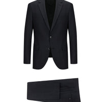 Koyu Füme Slim Fit Dar Kesim Yünlü Klasik Desenli Takım Elbise