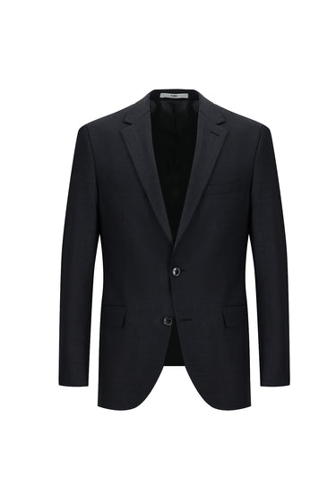 Koyu Füme Slim Fit Dar Kesim Yünlü Klasik Desenli Takım Elbise