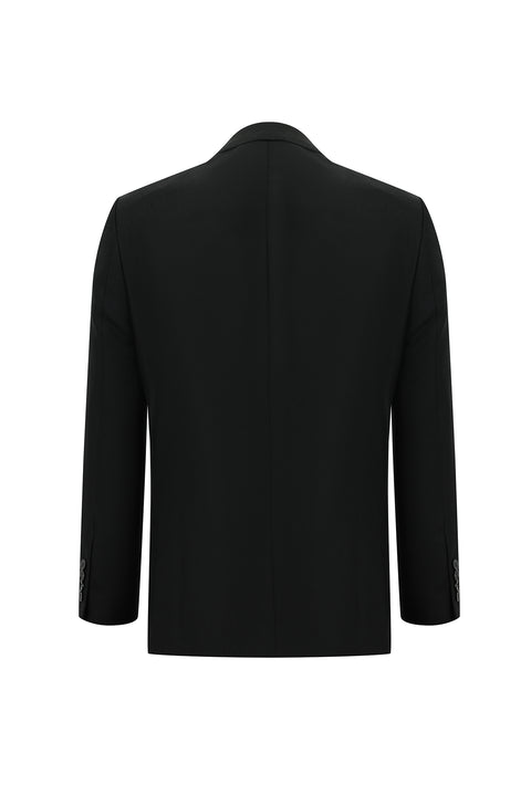 Siyah 4 Drop Relaxed Fit Rahat Kesim Kuşgözü Takım Elbise