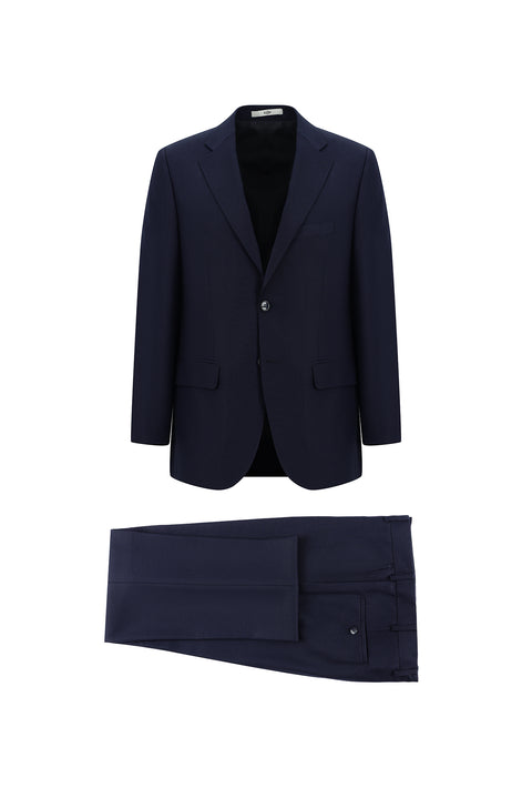 Orta Lacivert 4 Drop Relaxed Fit Rahat Kesim Kuşgözü Takım Elbise