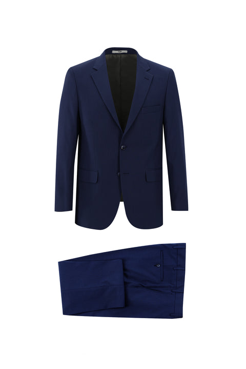 Koyu Lacivert 4 Drop Relaxed Fit Rahat Kesim Kuşgözü Takım Elbise