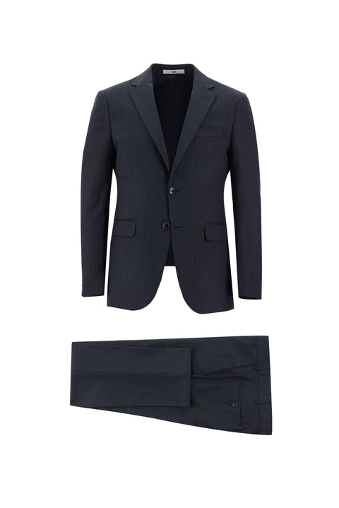 Koyu Lacivert 7 Drop Slim Fit Dar Kesim Kuşgözü Takım Elbise