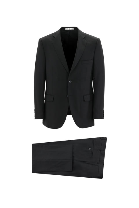 Siyah 6 Drop Regular Fit Standart Kesim Yünlü Kuşgözü Takım Elbise