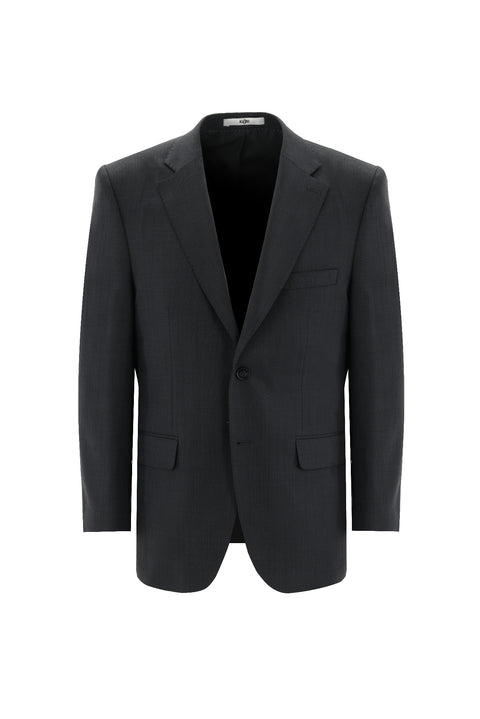 Siyah 4 Drop Relaxed Fit Rahat Kesim Yünlü Kuşgözü Takım Elbise