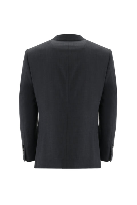 Siyah 4 Drop Relaxed Fit Rahat Kesim Yünlü Kuşgözü Takım Elbise