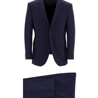 Orta Lacivert 7 Drop Slim Fit Dar Kesim Yünlü  Kuşgözü Takım Elbise