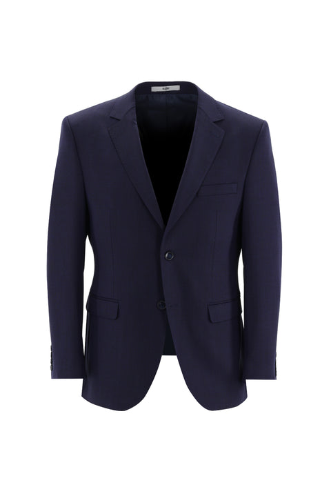 Orta Lacivert 7 Drop Slim Fit Dar Kesim Yünlü  Kuşgözü Takım Elbise