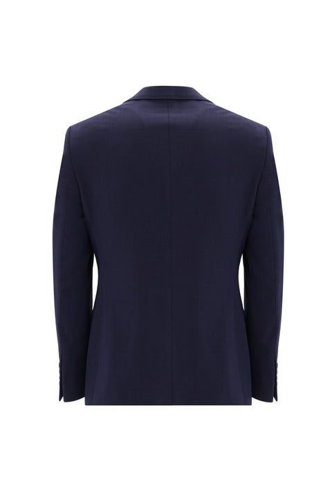 Orta Lacivert 7 Drop Slim Fit Dar Kesim Yünlü  Kuşgözü Takım Elbise