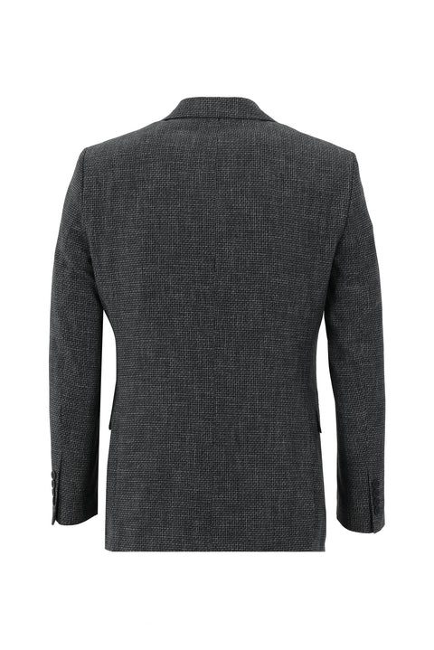 Siyah 6 Drop Regular Fit Standart Kesim Kombinli Yelekli Keten Takım Elbise