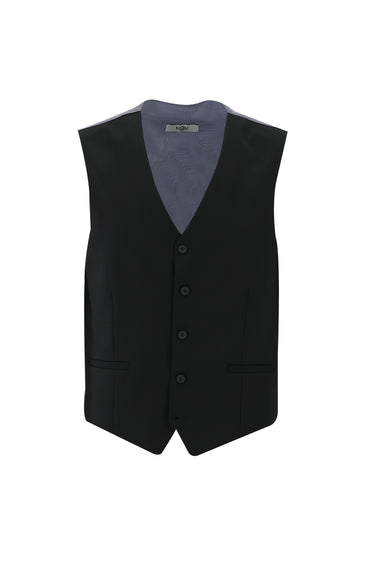 Siyah Regular Fit Kombinli Yelekli Keten Karışımlı Takım Elbise