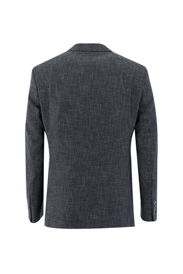 Koyu Lacivert Slim Fit Dar Kesim Kombinli Yelekli Keten Takım Elbise